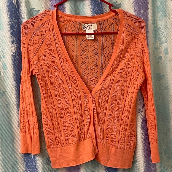 SO pink eyelet cardigan size medium - Picture 5 of 6